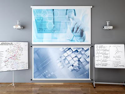 Projection Monitoring System With Interactive Touch Interface On Projection Screen And Data Visualization Charts 3d model