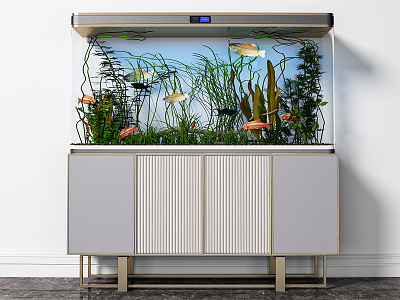 Light Luxury Fish Tank Aquarium Glass Fish Box Side Cabinet 3d model