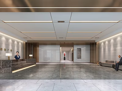 Office Hall Lobby 3d model