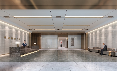 Office Hall Lobby 3d model