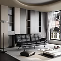 Modern living room sofa combination floor lamp bookcase 3d model
