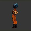 Anime Character Figure With Blue Hair And Orange Outfit Standing Hands On Hips