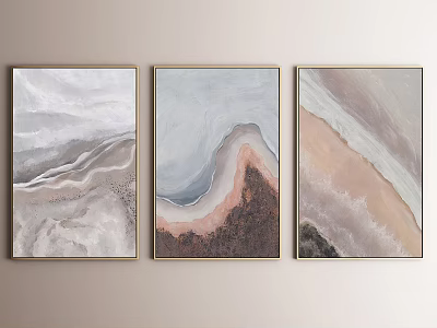 Three Abstract Wall Art Paintings With Natural Color Tones For Modern Home Decor 3d model