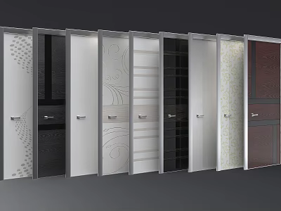 Various Interior Door Designs With Different Patterns Colors And Styles 3d model