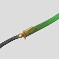 Green Decorative Sword with Golden Dragon Pattern Black Handle and Red Gemstone