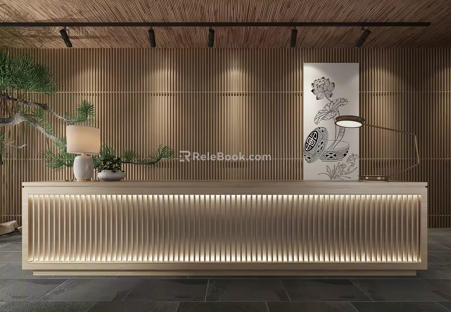 Japanese-style reception desk 3d model