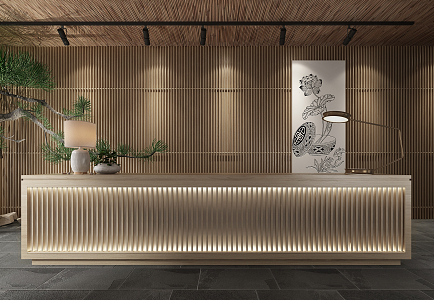 Japanese-style reception desk 3d model