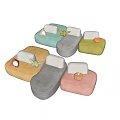 Colorful Modular Sectional Sofa With Soft Fabric Knot Ornaments And Pumpkin Accents