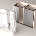 Modern Shower and Sauna Design With Curtain Rack and Slatted Panels