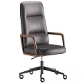 Modern Multi Color High Back Leather Swivel Office Chairs With Wooden Armrests For Workspace