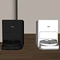 Roborock Daily Use Appliances Black And White Robot Vacuum Base Station On Wooden Floor