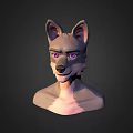 Detailed 3D Rendered Wolf Character Head With Purple Eyes For Game And Movie