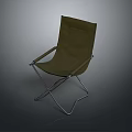 Folding Leisure Chair with Olive Green Canvas Seat and Silver Metal Frame