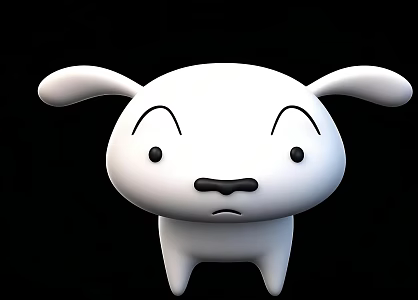 Crayon Small New White Dog 3d model