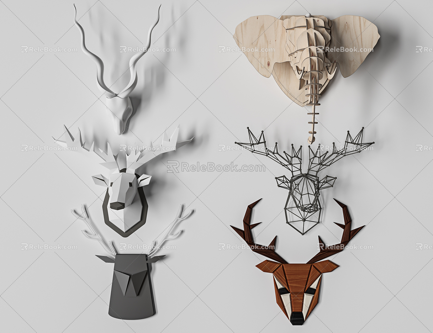 Nordic animal wall decoration 3d model