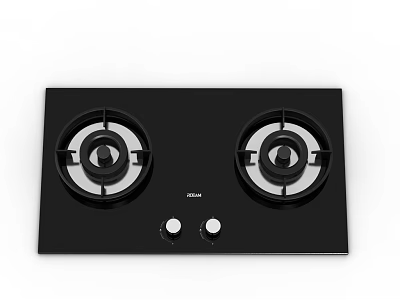 Black Glass Gas Cooktop As Essential Kitchen Appliance With Two Burners And Control Knobs 3d model