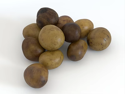 Brown And Light Brown Fresh Organic Potatoes Stacked With Natural Texture 3d model