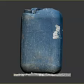 Worn Blue Plastic Container With Stains On Gray Mat Surface 3d model