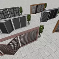 Various Design Folding Doors with Wooden Frames and Metal Grilles for Outdoor Areas