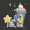 Cute Sweet Desserts Including Ice Cream Cake Star Moon Shaped Treats