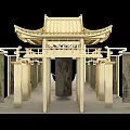 Interactive Area Design With Traditional Chinese Pavilion Columns And Screens 3d model