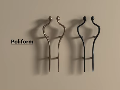 Elegant Poliform Metal Handles in Gold and Black for Modern Interior Design 3d model