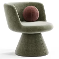 Modern Leisure Chair With Light Beige Fabric Upholstery Round Decorative Ball And Conical Base