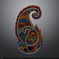 Artistic Vibrant Paisley Pattern With Ornate Flowers And Decorative Green Leaves Design