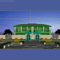 Semi Detached Villa Exterior Design With Symmetrical Entrance And Landscaped Courtyard