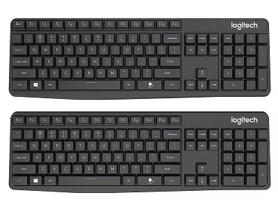 Two Black Logitech Computer Keyboards With Standard Layout And Design For Desktop 3d model
