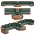 Enclosed Multi-person Sofa Combination Sofa Card Seat Sofa 3d model