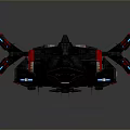 Futuristic Sci Fi Spaceship With Black Red Design And Detailed Engine Wing Structure 3d model