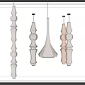 Various Modern Design Chandeliers with Unique Geometric Shapes and Neutral Tones
