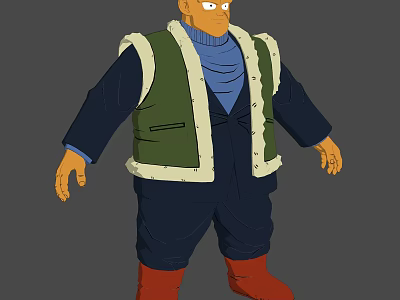 Anime Character With Green Vest Blue Turtleneck And Red Boots Design 3d model