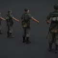 Military Game Movie Characters in Green Uniforms with Different Poses 3d model