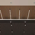 Modern Suspended Ceiling Design With Wooden Slats and Recessed LED Lighting