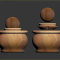Two Piece Decorative Ornament Set Featuring Orange Pink Gradient Marble Texture Spherical Top Pedestal Design