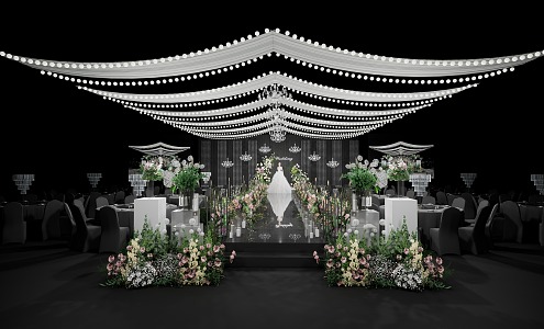 Korean-style small white green wedding 3d model