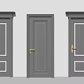 Gray Hinged Doors With Golden Handles And Various Decorative Designs 3d model