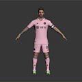 Football Player In Pink Jersey With XETO Logo Number 10 Captain Armband