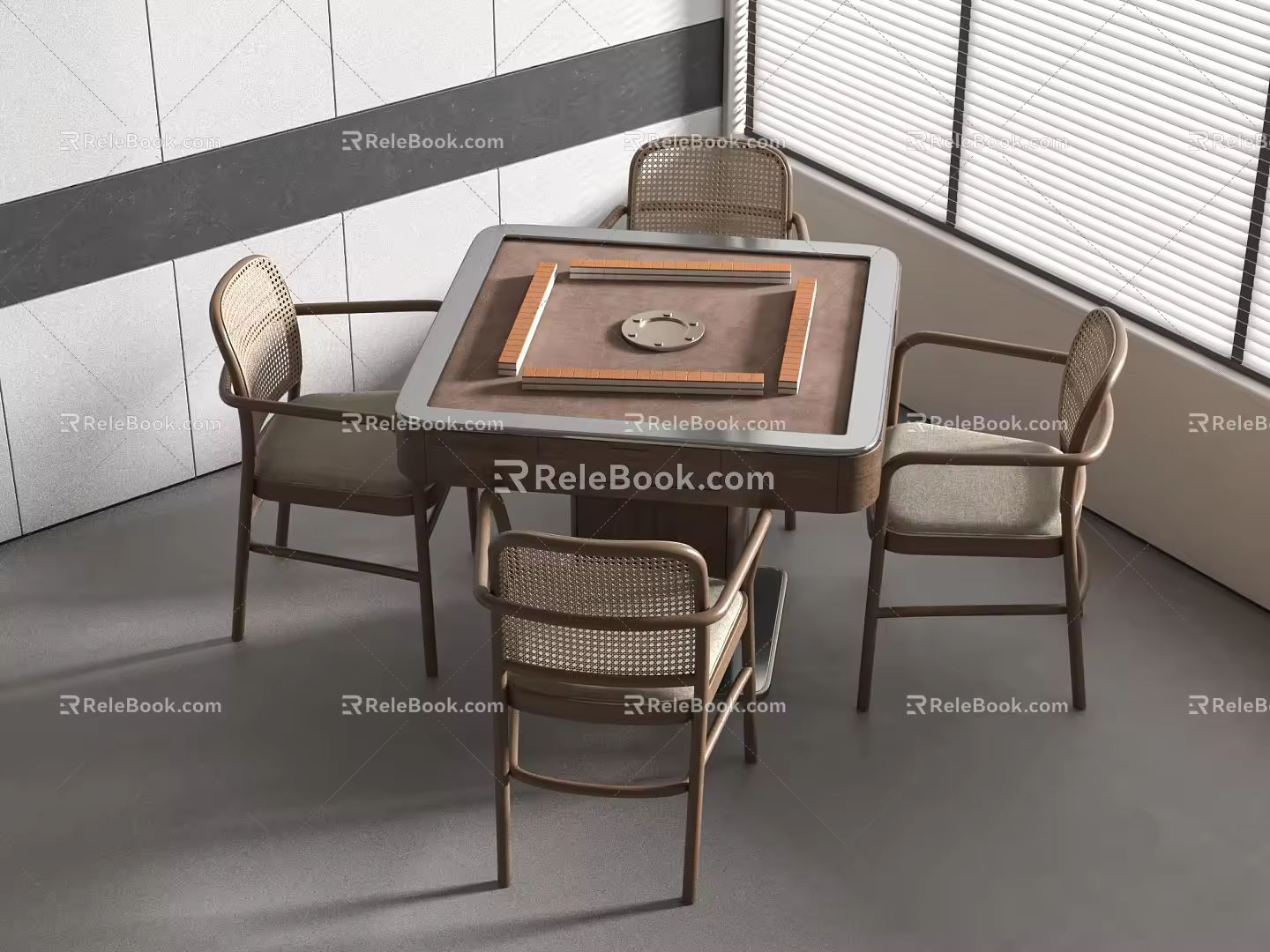 Mahjong Table and Chair Mahjong Machine Chess and Card Table 3d model