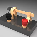 Mechanical Structure Model With Beige Frame Black And Red Components On Dark Base 3d model