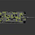 Camouflaged Military Tank With Cannon Tracks And Antennas On Dark Surface