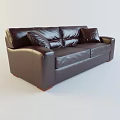 Dark Brown Leather Two-Seater Sofa With Soft Cushions Modern Design Living Room Furniture