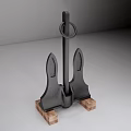 Sturdy Metal Anchor Model With Wooden Base For Home Decorative Use