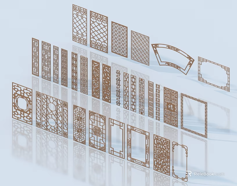 Decorative Room Dividers With Various Laser Cut Patterns And Geometric Shapes 3d model
