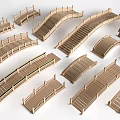 Wooden Landscape Bridge Models With Various Designs Arched And Straight Structures Featuring Railings