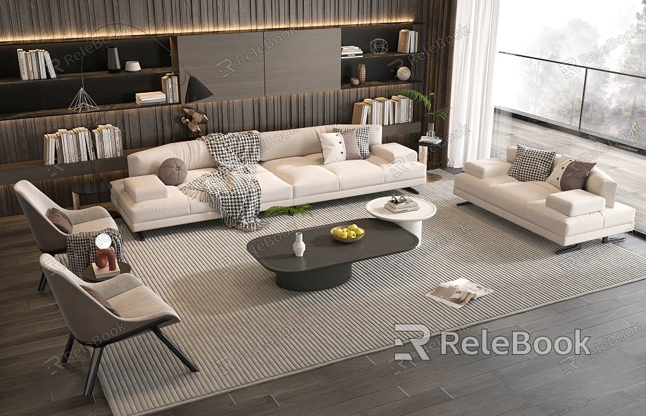 Modern sofa coffee table combination model