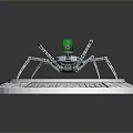 Circular White Structural Platform With Mechanical Spider And Green Orb Center 3d model