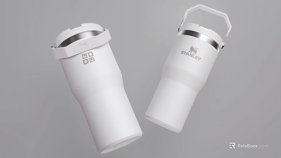 Stanley White Insulated Tumbler With Handle And Secure Lid Design 3d model 